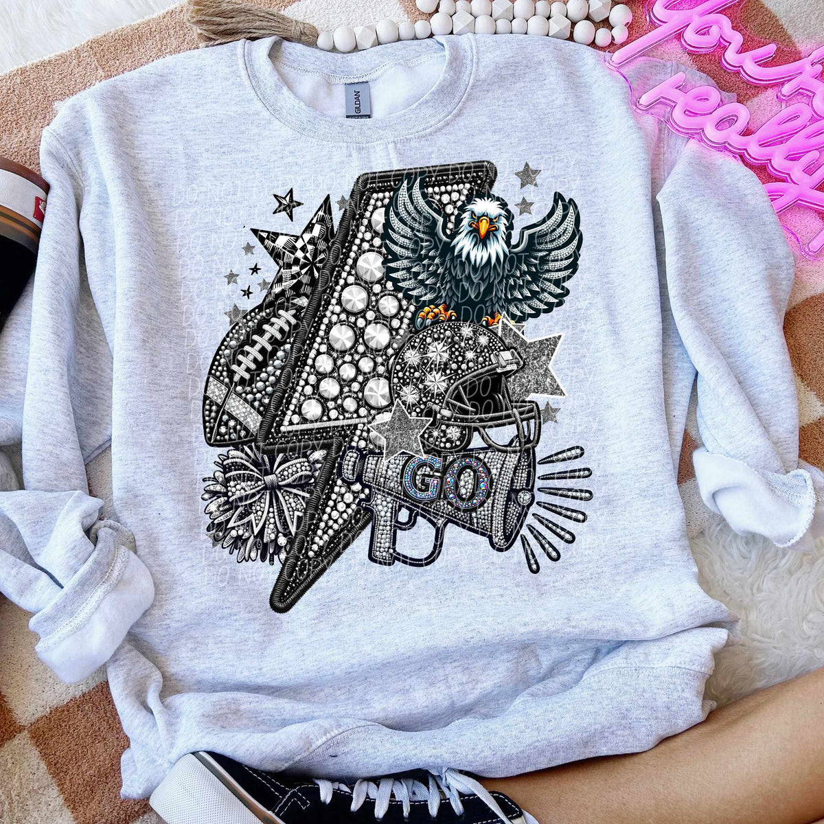 Rhinestone lightning bolt eagles 44481 DTF transfer