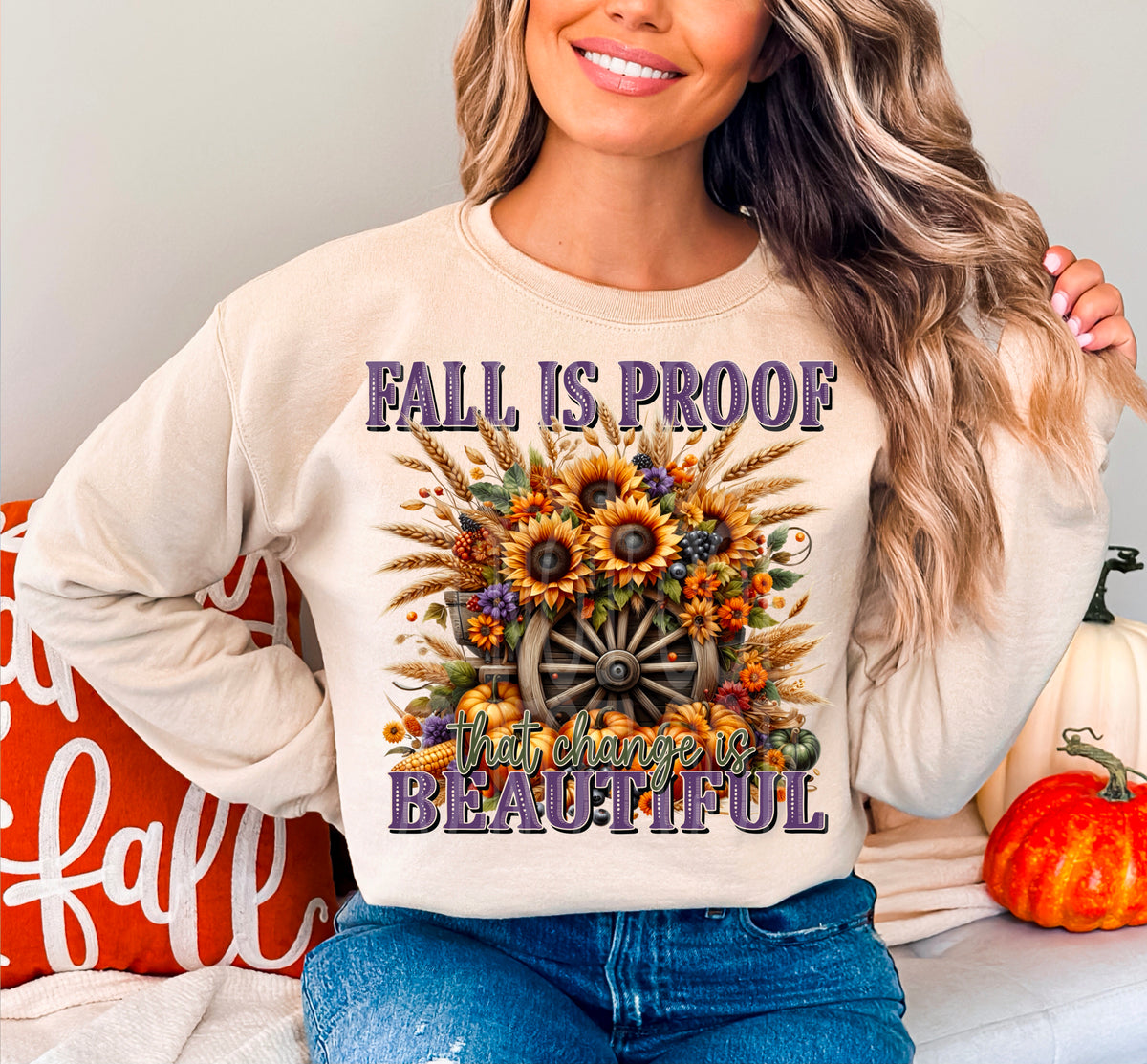 Fall is proof change is beautiful sunflowers DD DTF transfer