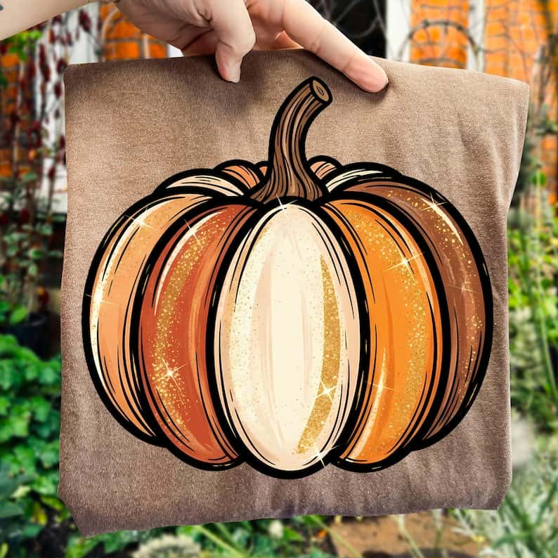 Orange and white pumpkin DTF transfer