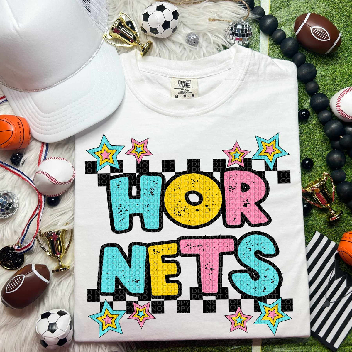 Hornets blue yellow pink 44434 DTF transfer