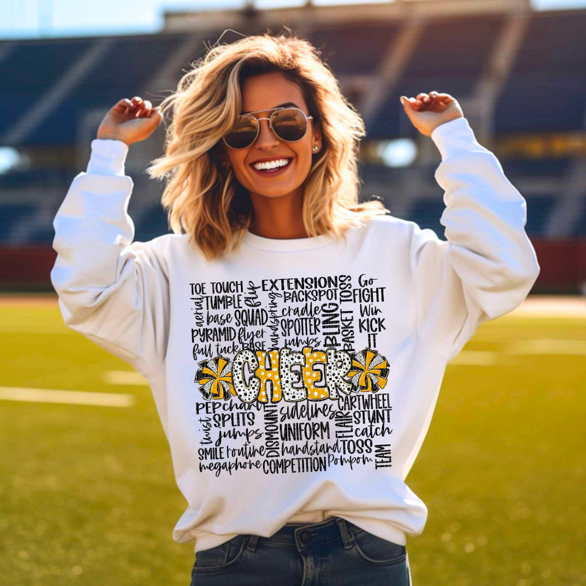 Cheer subway white and yellow 50645 DTF transfer