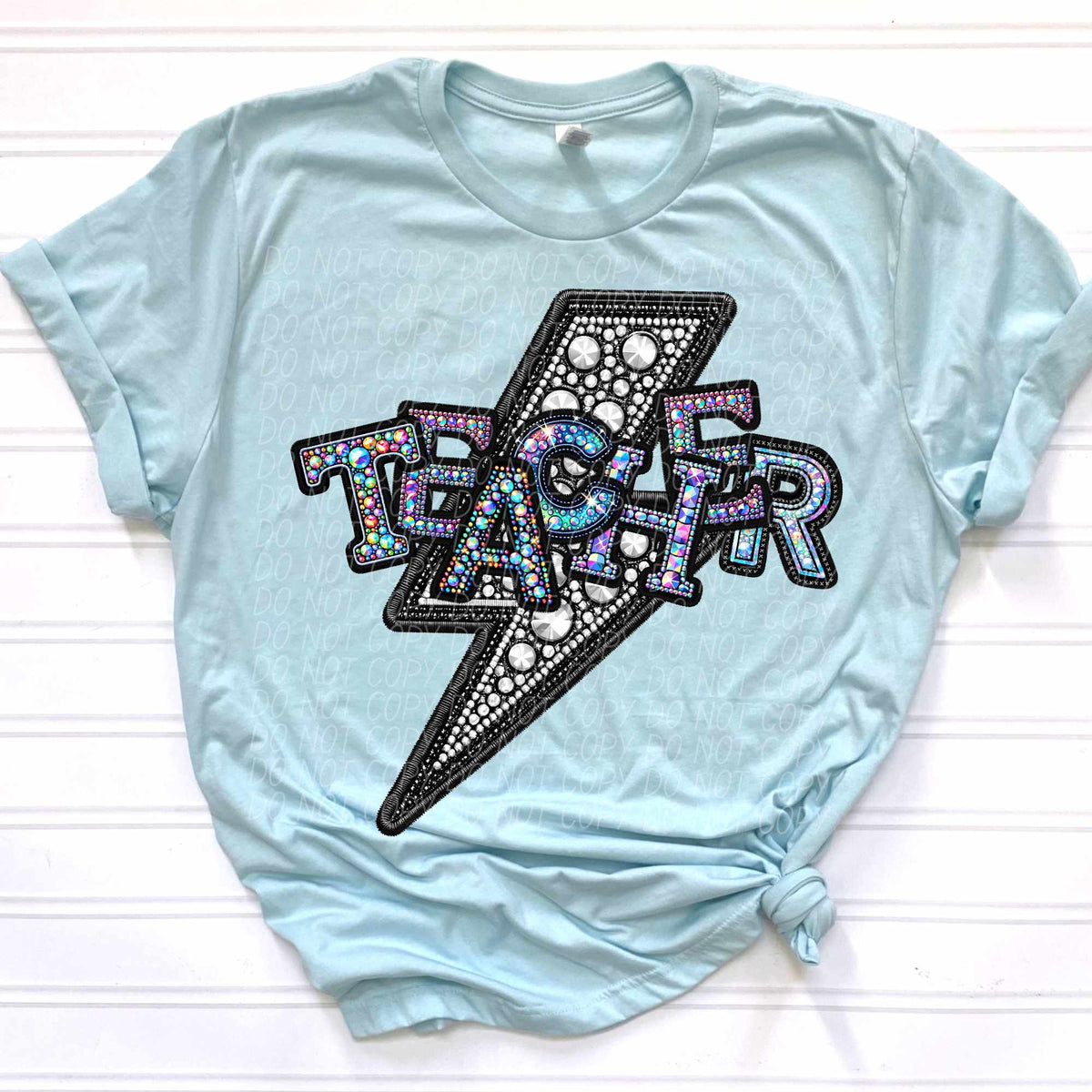 Teacher rhinestone lightning bolt (CITY) 44047 DTF transfer