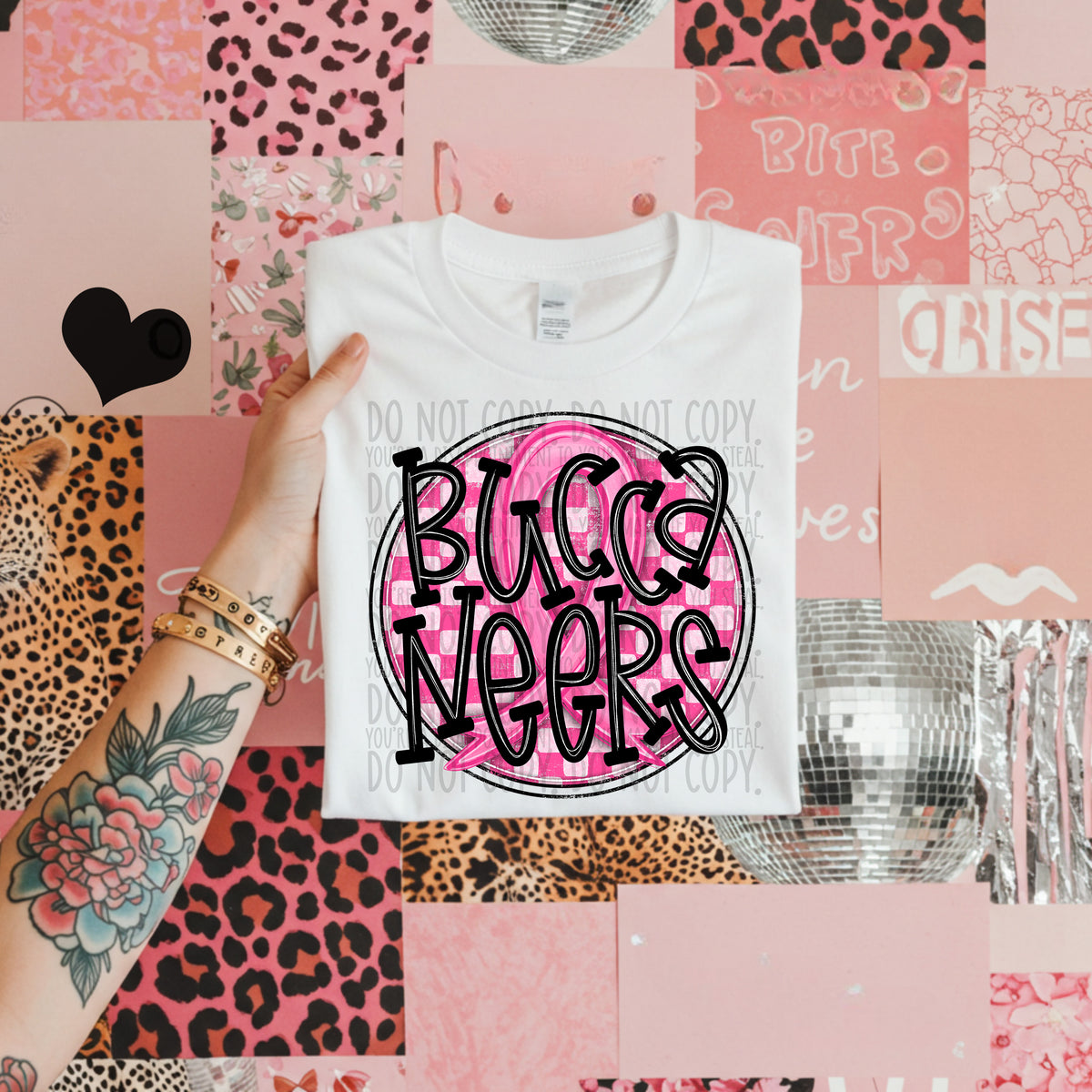 Buccaneers pink checkered SWD DTF transfer