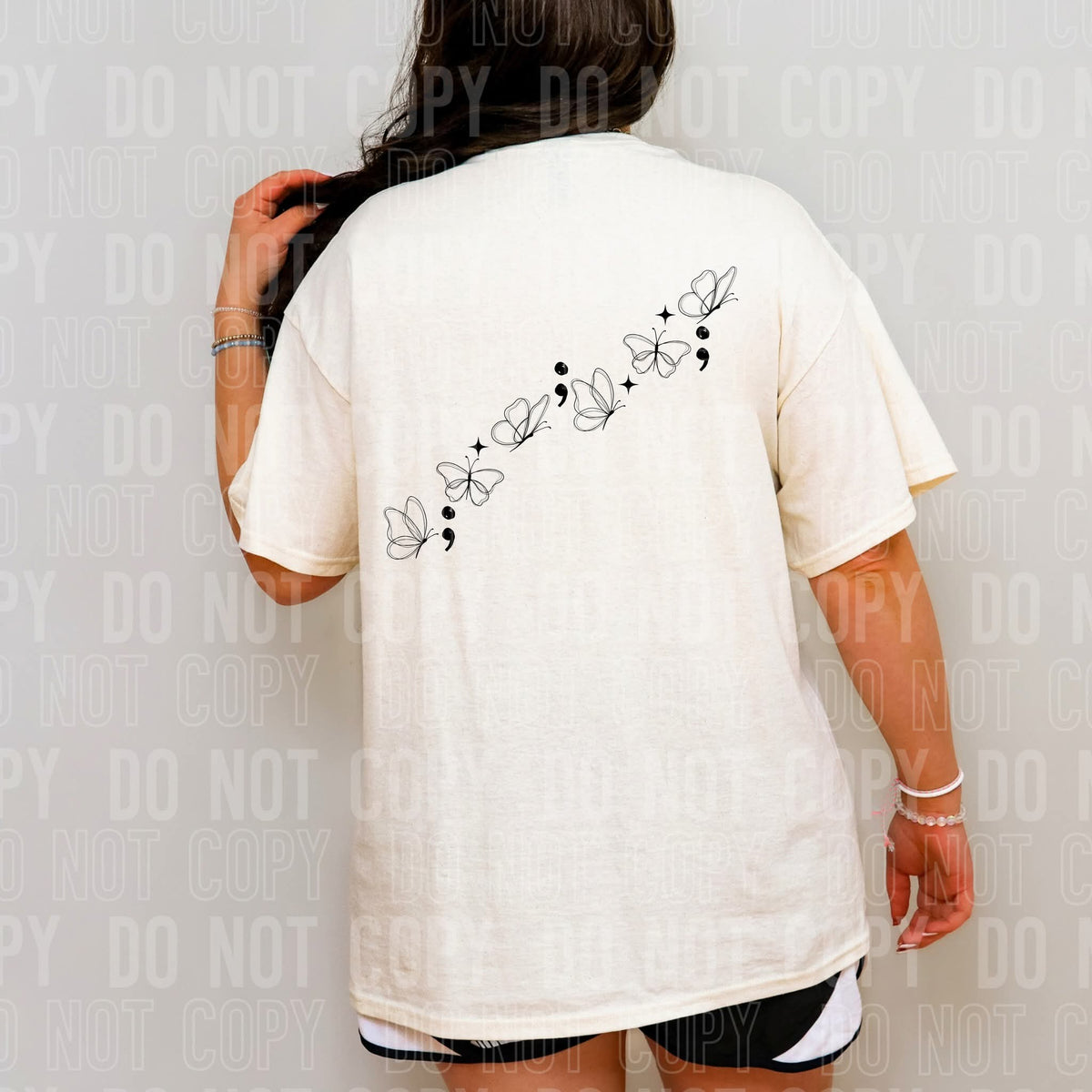 Butterflies (6) and semicolons BLACK DTF transfer