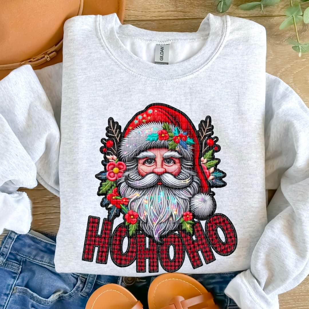 Hohoho plaid font with Santa 52071 DTF transfer