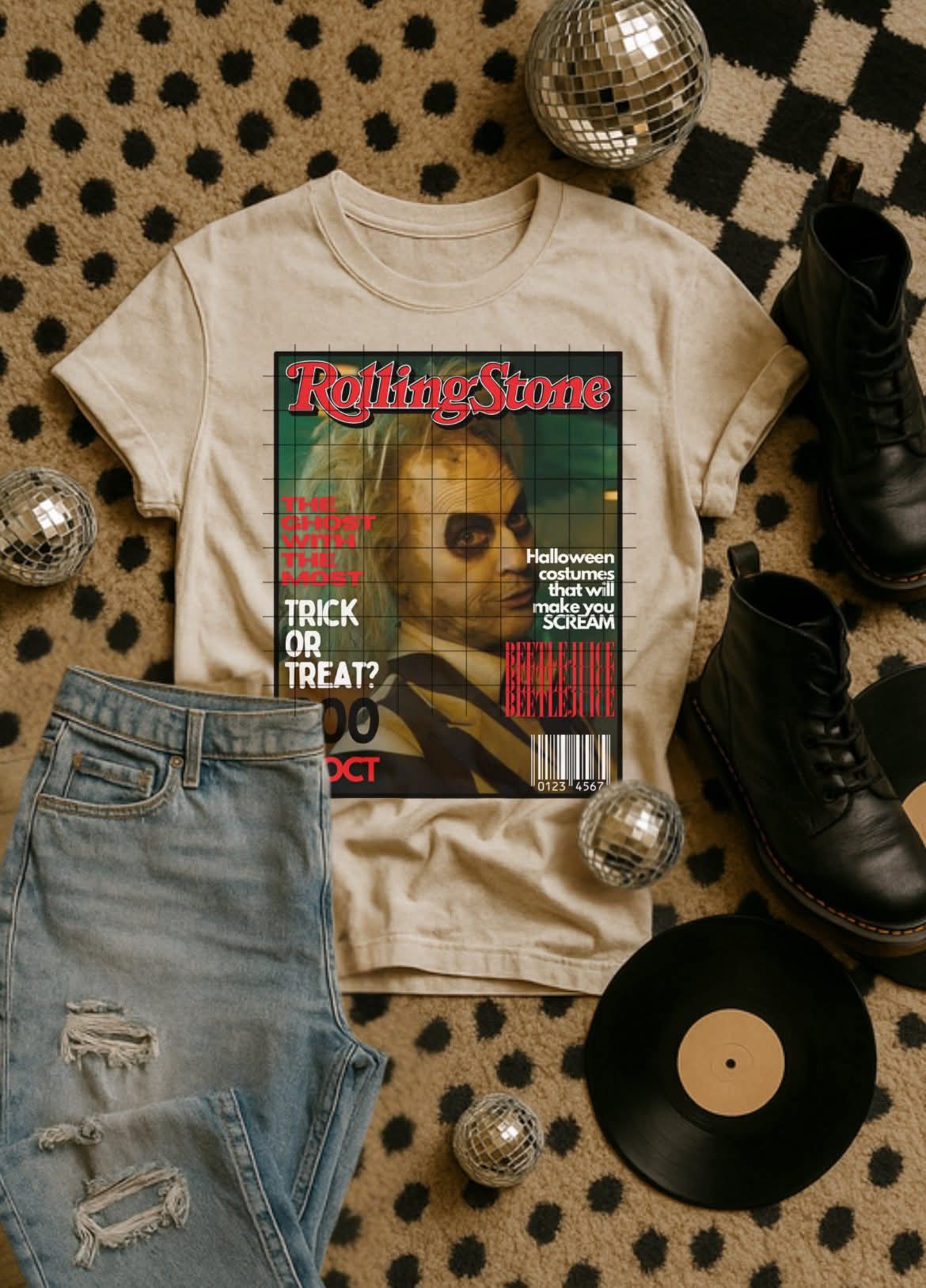Green hair man rolling stone magazine DTF transfer