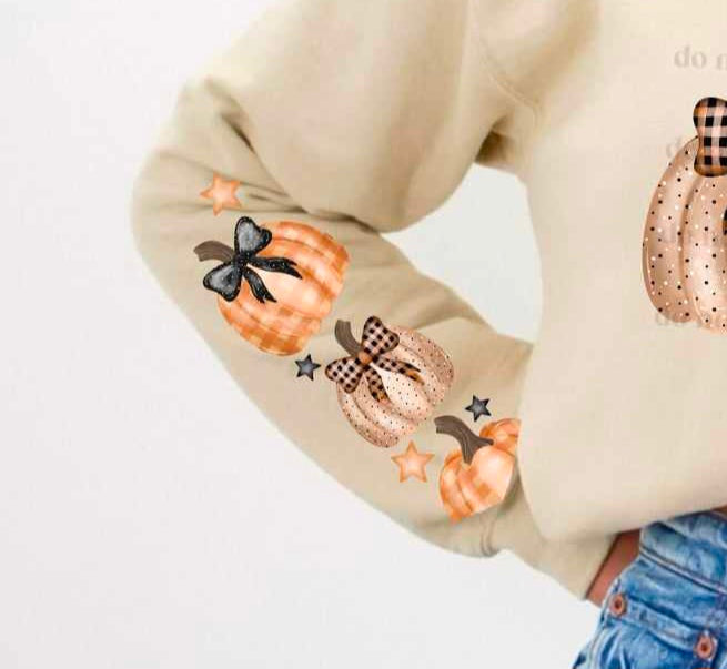 Trio pumpkins with bows sleeve (CSC) 50153 DTF transfer