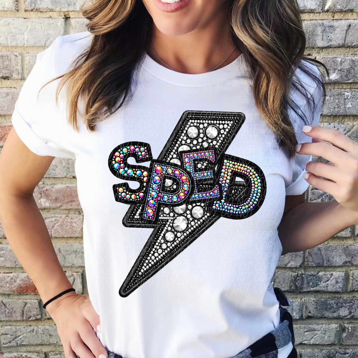 Sped rhinestone lightning bolt (CITY) 44037 DTF transfer