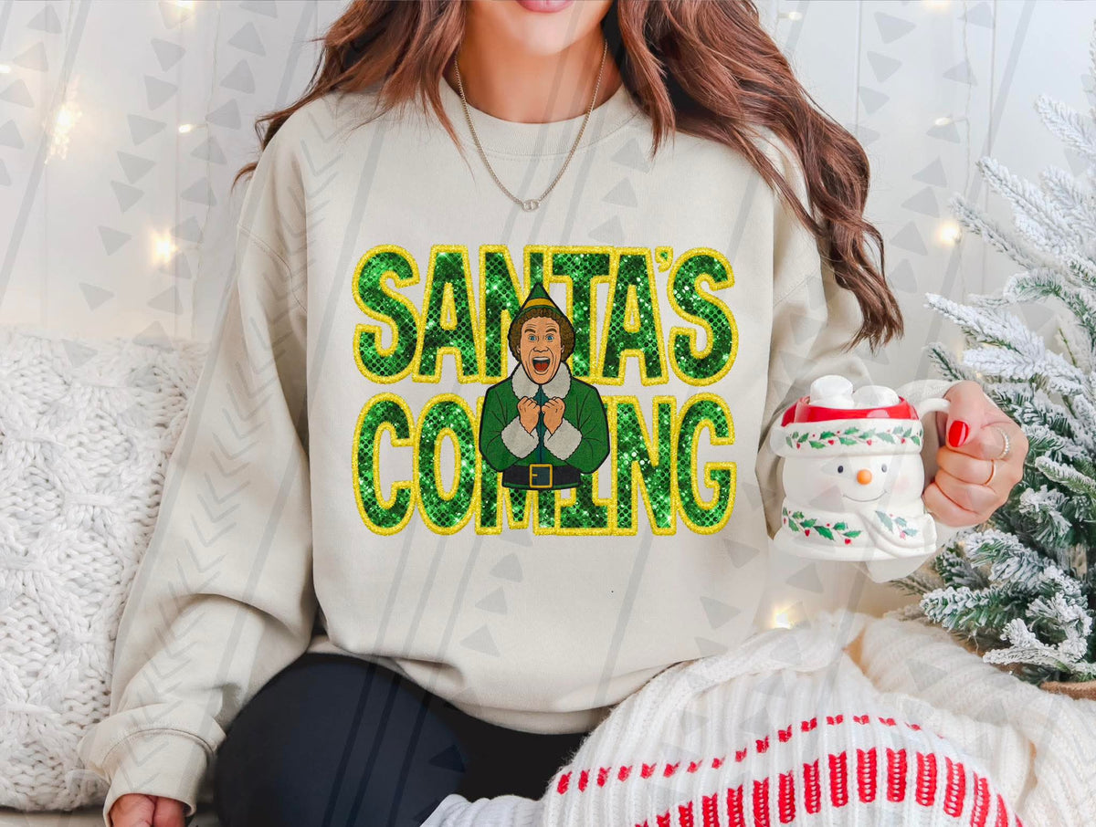Santa's coming elf tgg DTF transfer