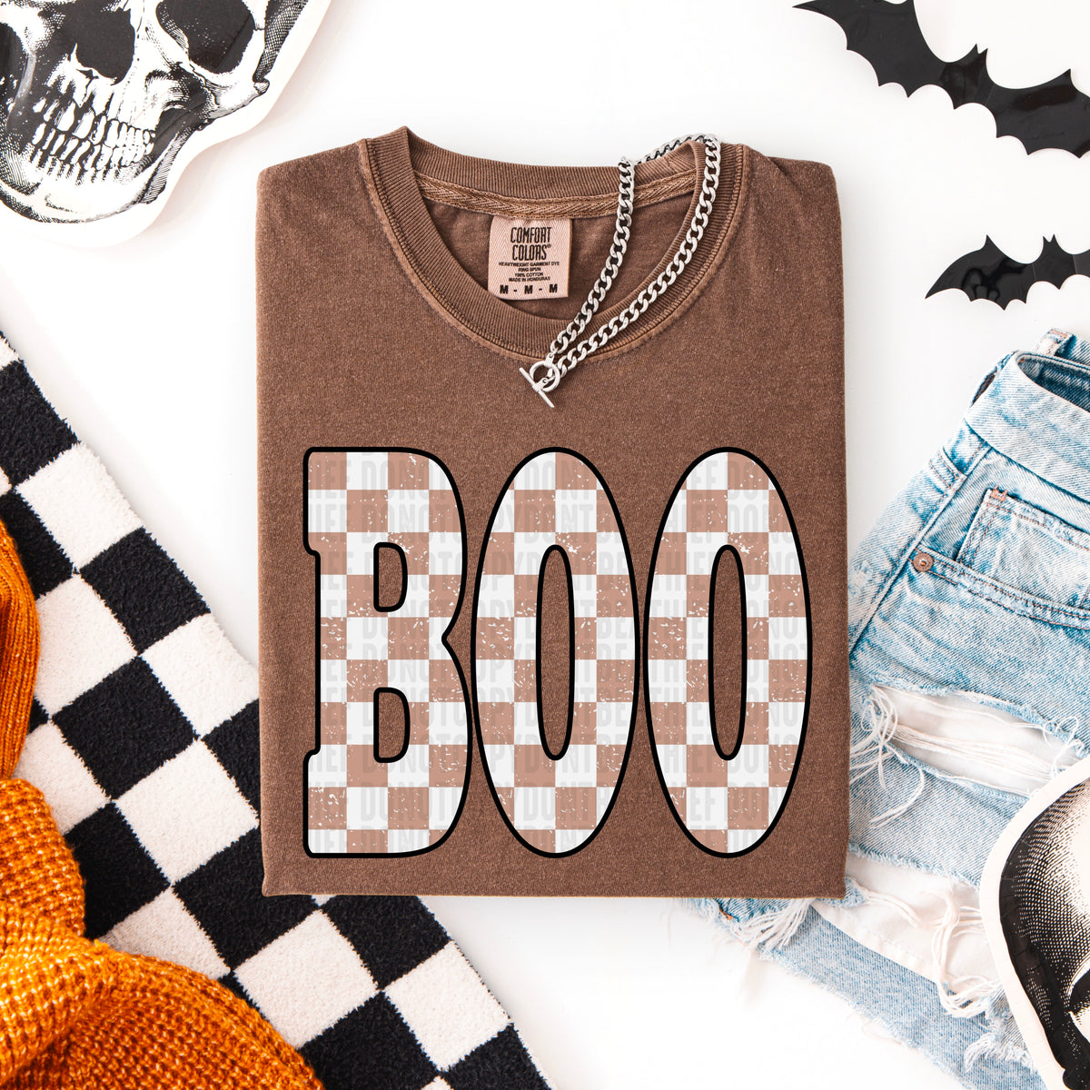 Boo checkered print 111161 DTF transfer