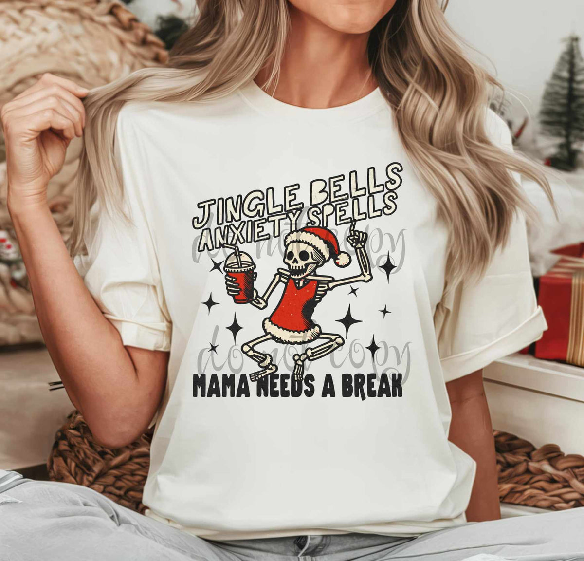 Jingle bells anxiety spells mama needs a break 50271 DTF transfer