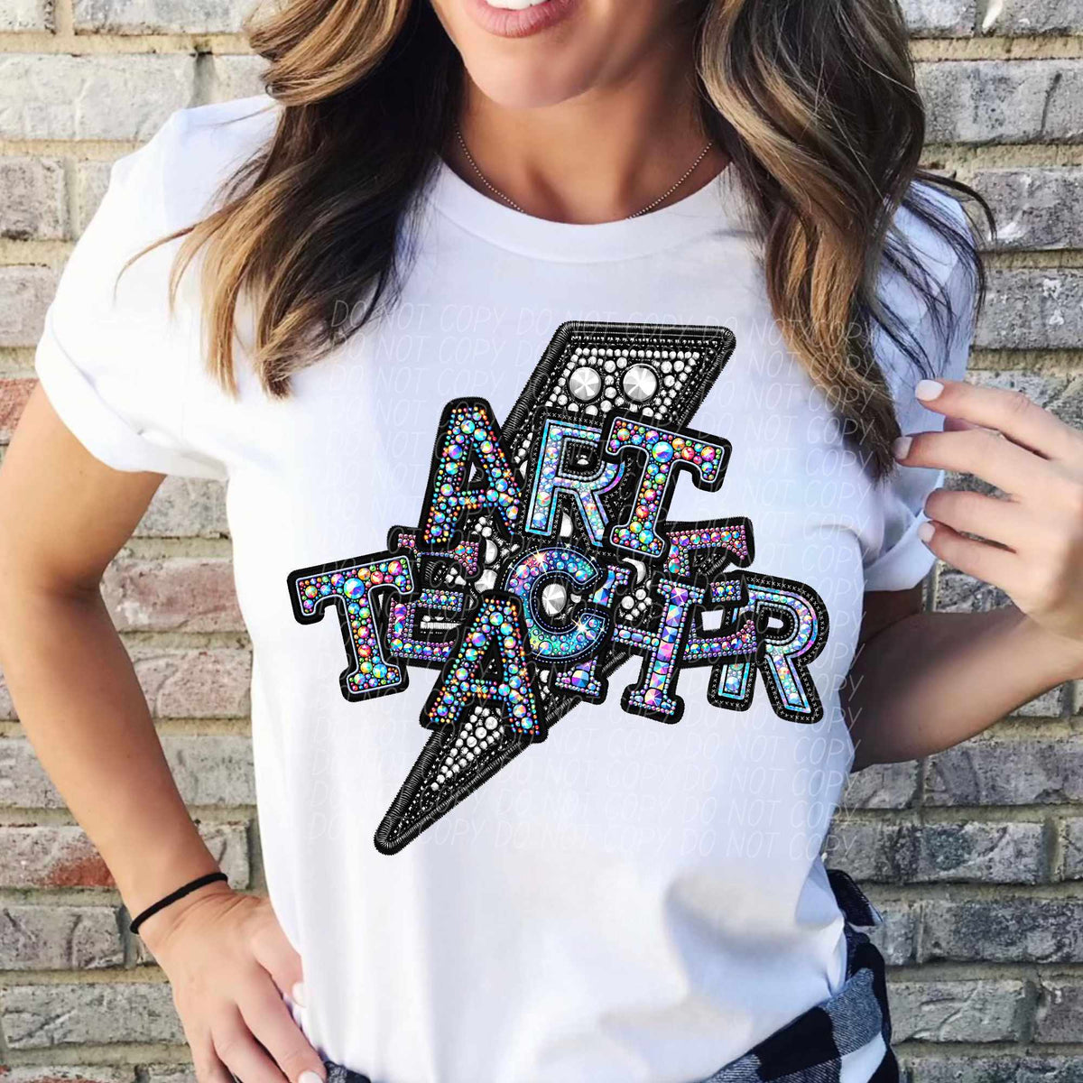 Art teacher rhinestone lightning bolt (CITY) 44042 DTF transfer