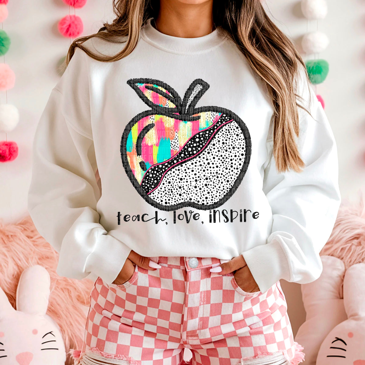 Teach love inspire polkadot apple SDD DTF transfer