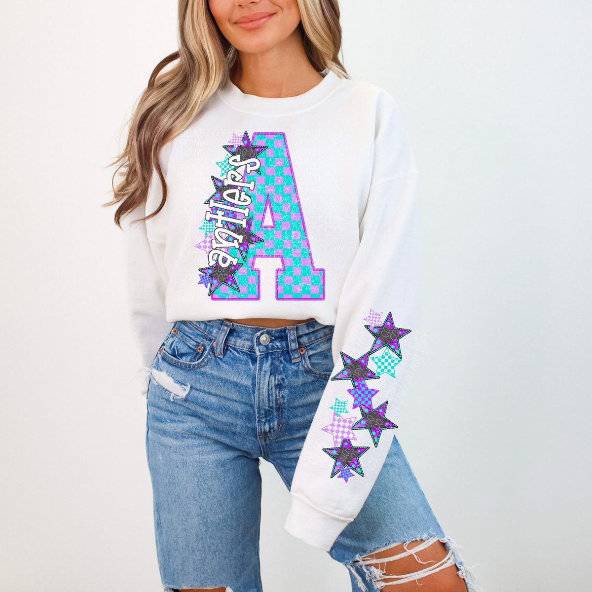 Antlers purple and blue checkered caplinger DTF transfer