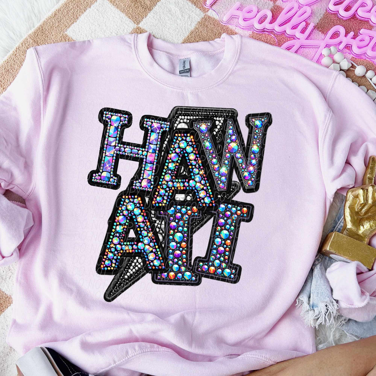 Hawaii rhinestone lightning bolt (CITY) 44085 DTF transfer