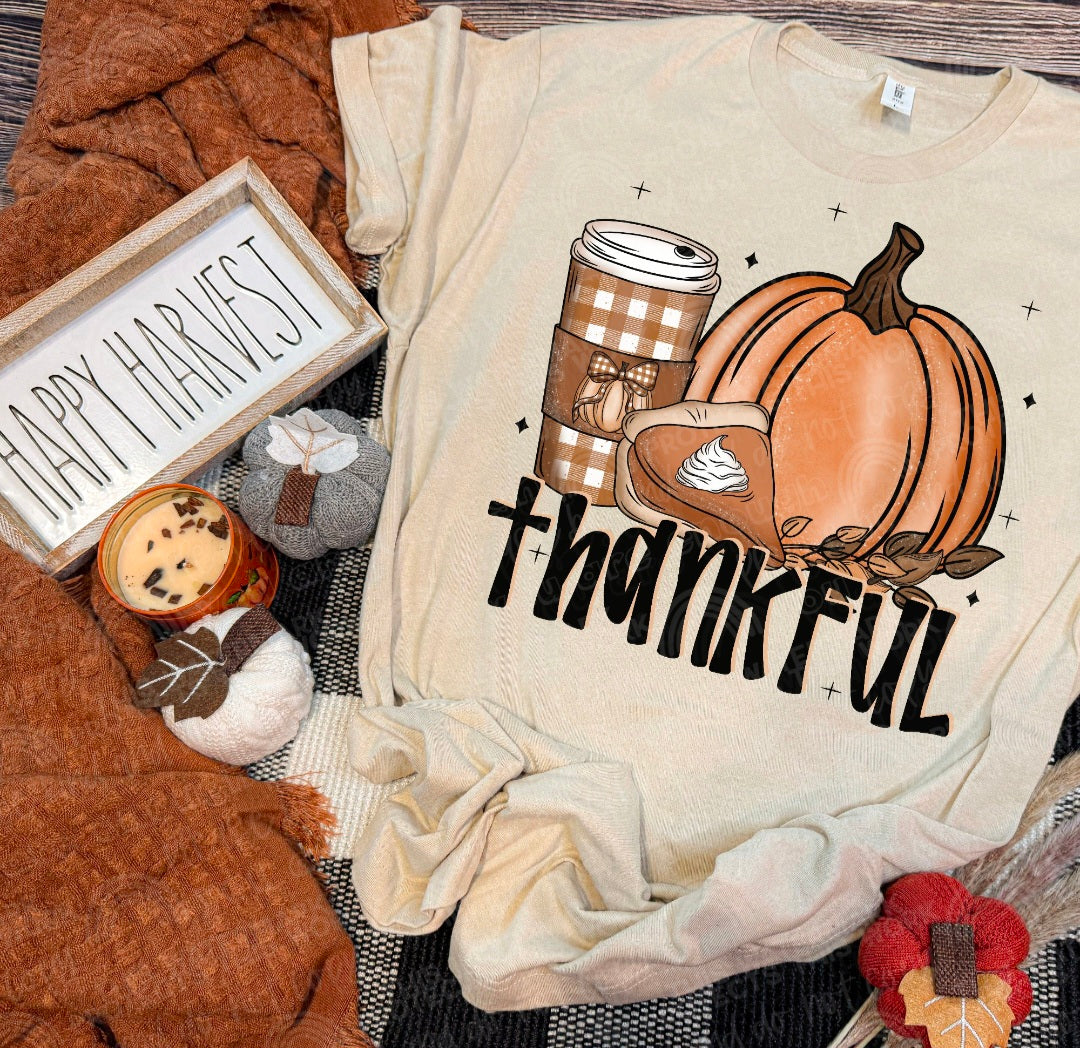 Thankful pumpkin pie latte cmld DTF transfer