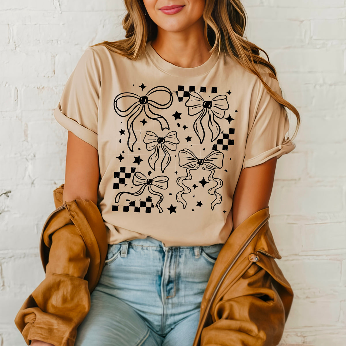 Bow collage checkered BLACK CSC DTF transfer