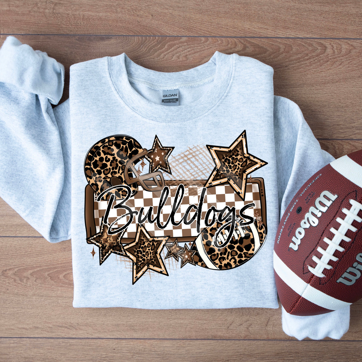 Bulldogs LEOPARD football frame and stars DTF transfer