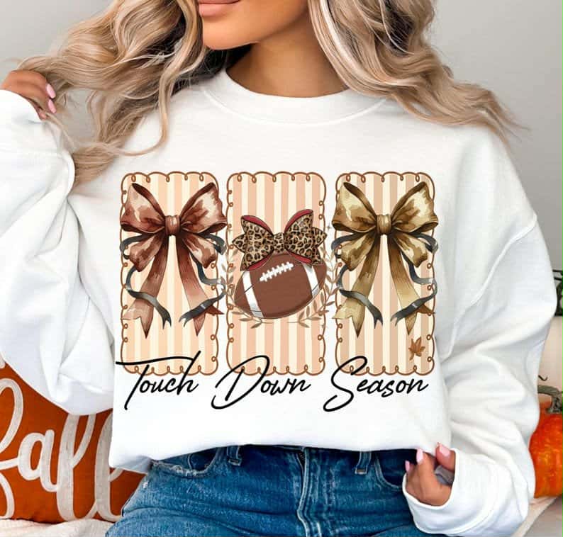 Touch down season bows and football 109984 DTF transfer