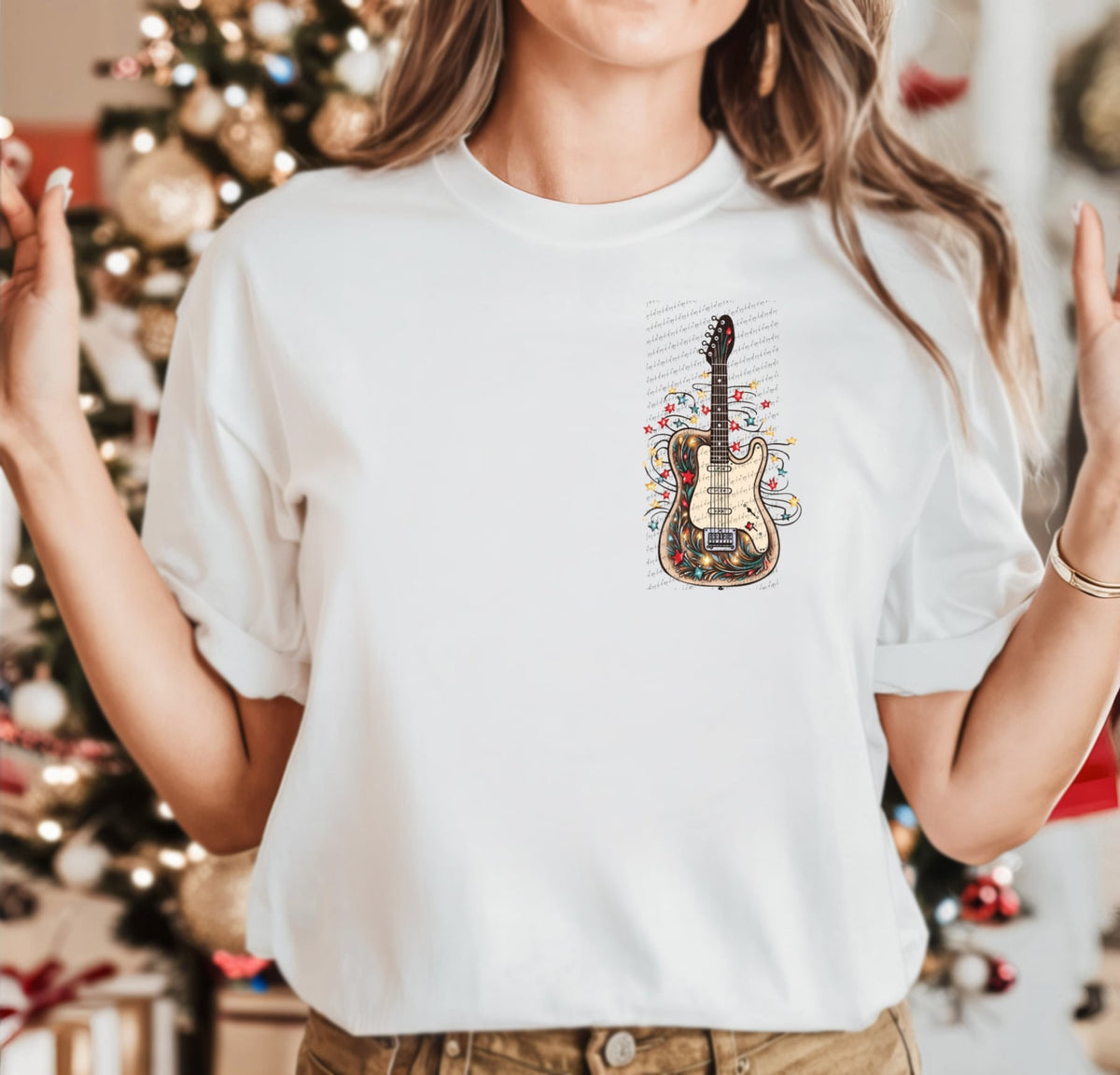 Christmas guitar 50273 DTF transfer