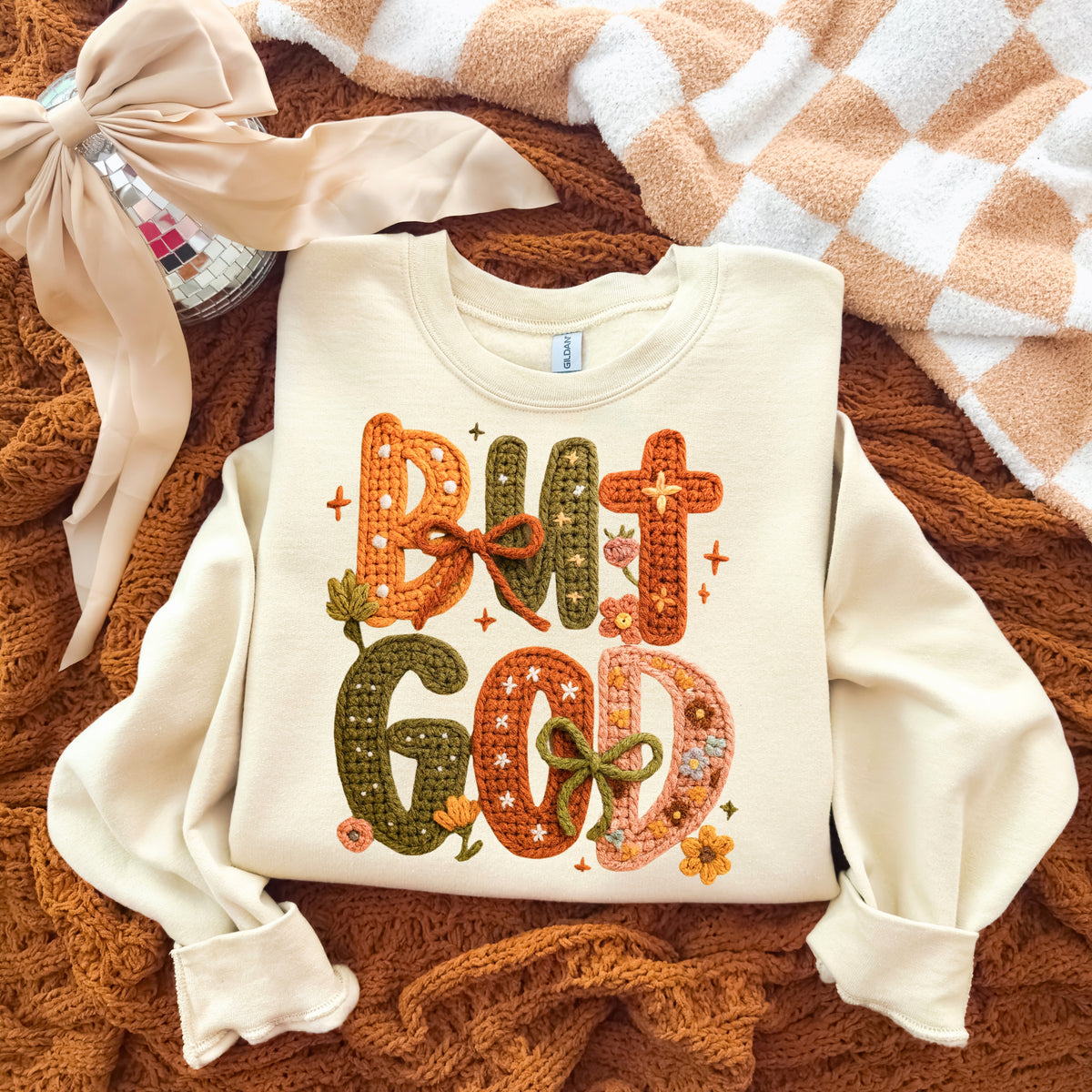 But God yarn font DTF transfer