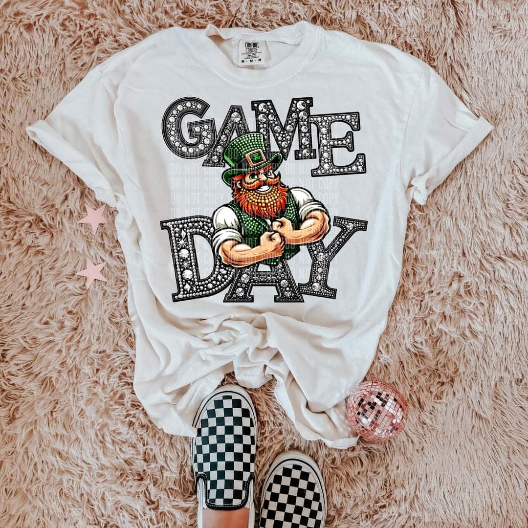 Game day saints silver rhinestones mascot 44465 DTF transfer