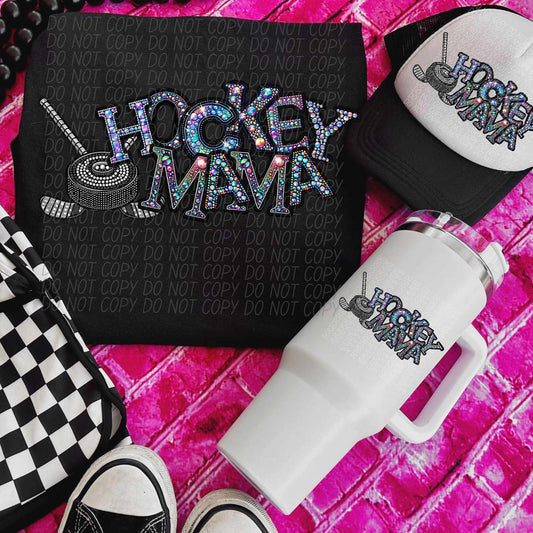 Hockey mama colorful stones skinny font (CITY) 44022 DTF transfer