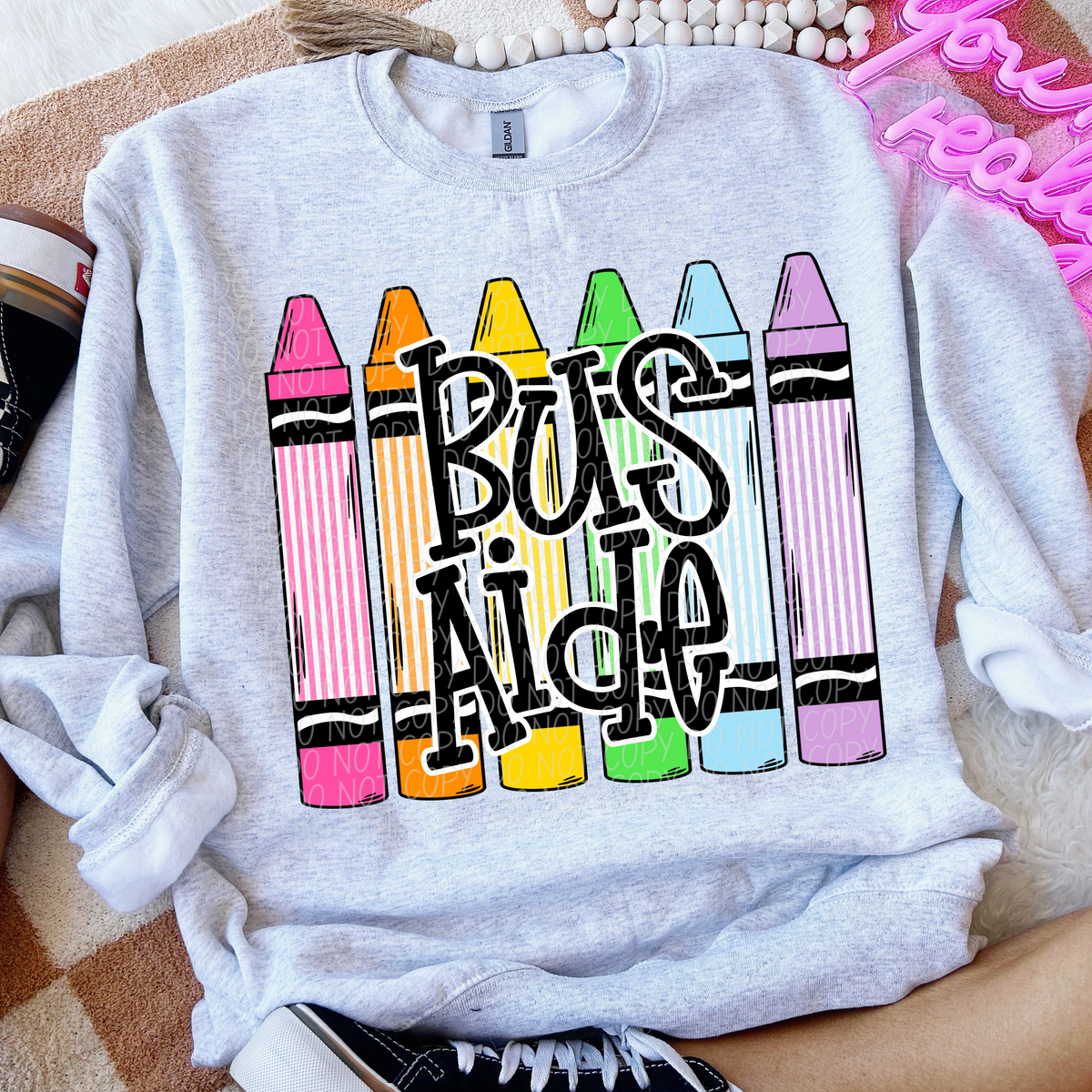 Bus aide crayons GIRL CITY  DTF transfer