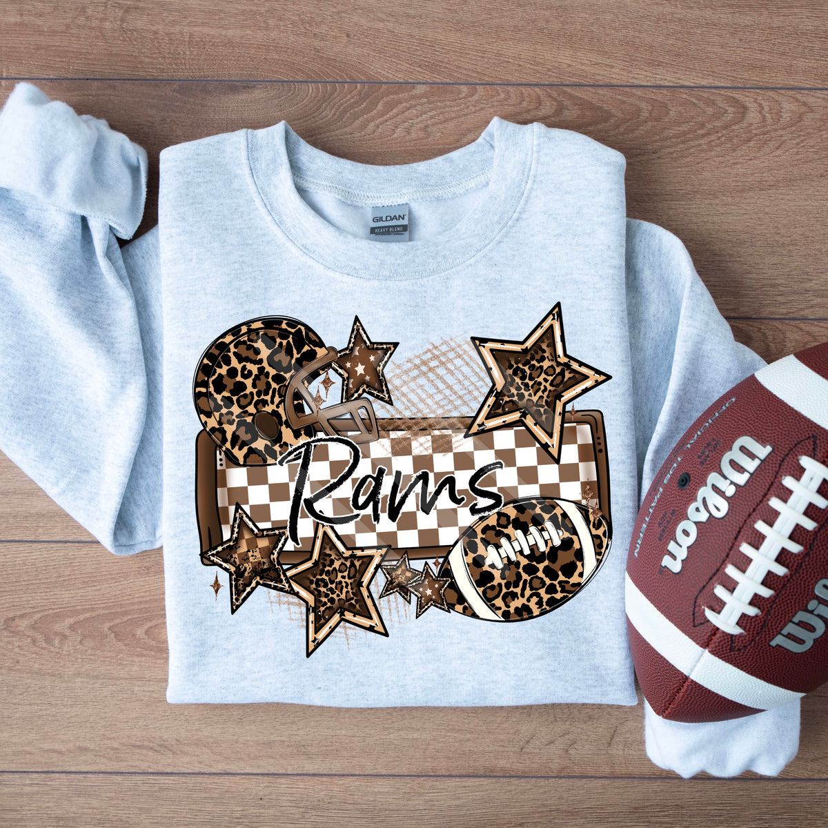 Rams LEOPARD football frame and stars DTF transfer