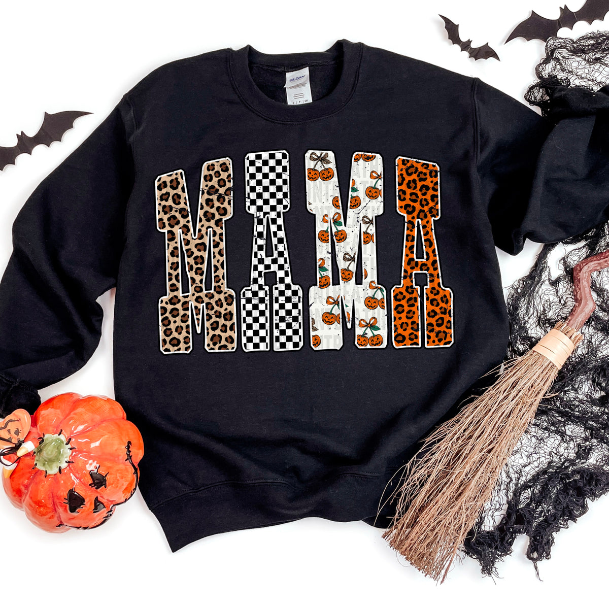 Mama leopard checkered halloween cheery font 111151 DTF transfer