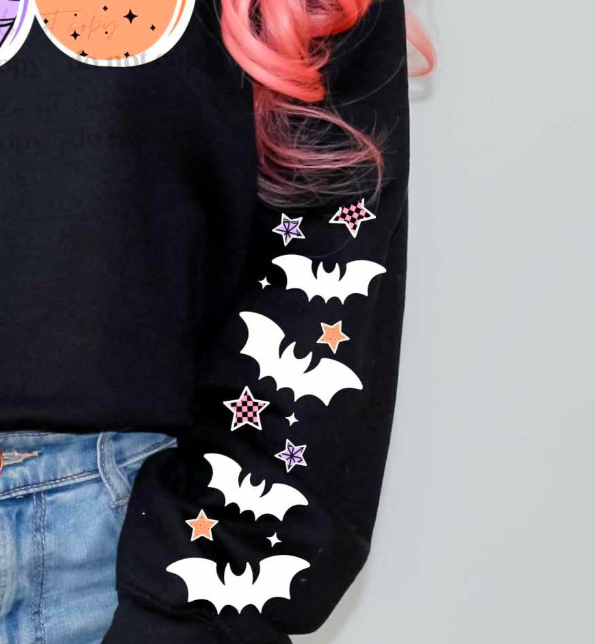 White bats checkered stars sleeve (CSC) 50129 DTF transfer