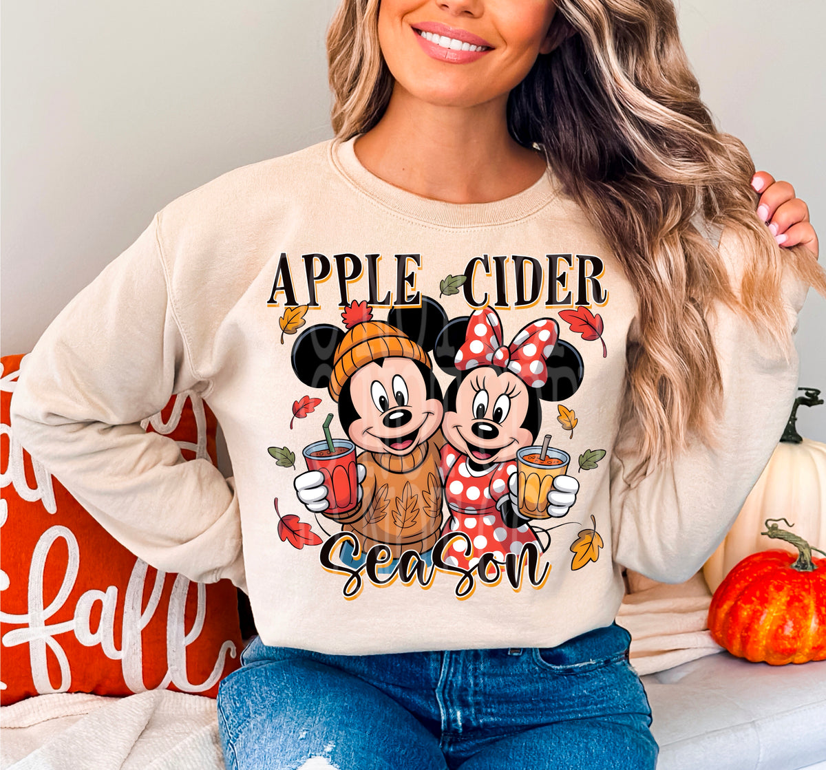 Apple cider season mouse DTF transfer