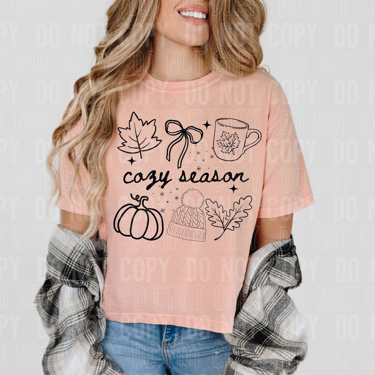 Cozy season collage BLACK sbb  DTF transfer