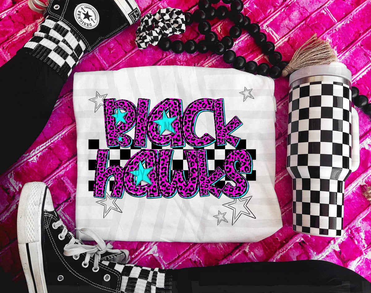 Blackhawks Pink Leopard Neon (Caplinger) DTF transfer