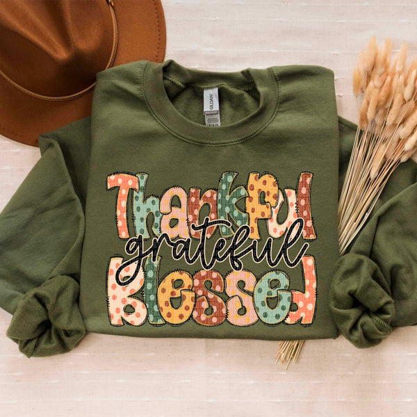 Thankful grateful blessed polka dotted 50667 DTF transfer