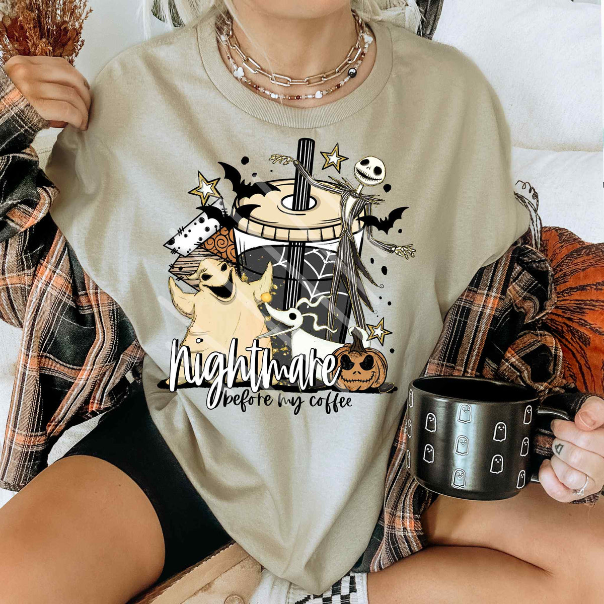 Nightmare before coffee DTF transfer
