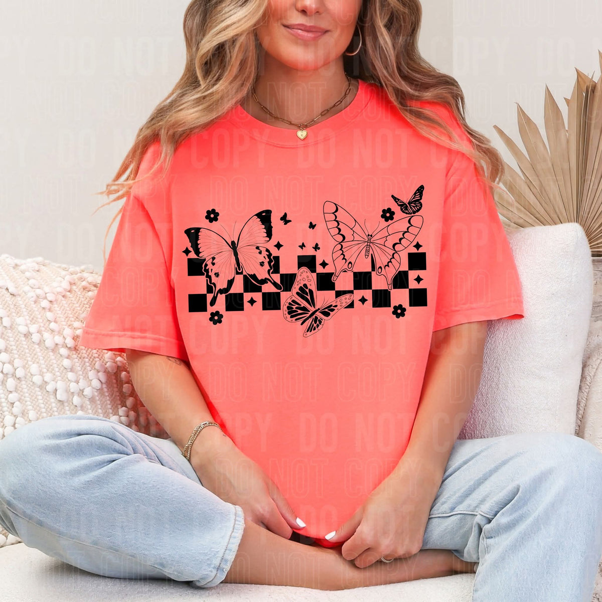 Butterflies and checkered sbb DTF transfer