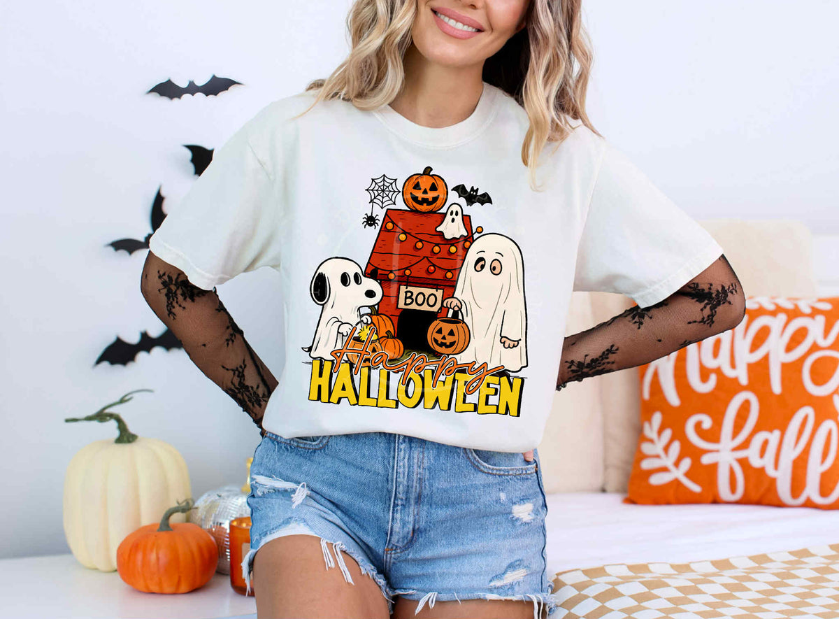 Dog ghost halloween DTF transfer
