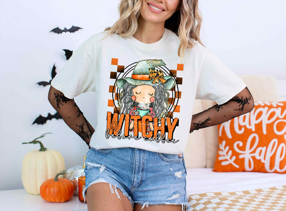 Witchy before coffee C's DTF transfer