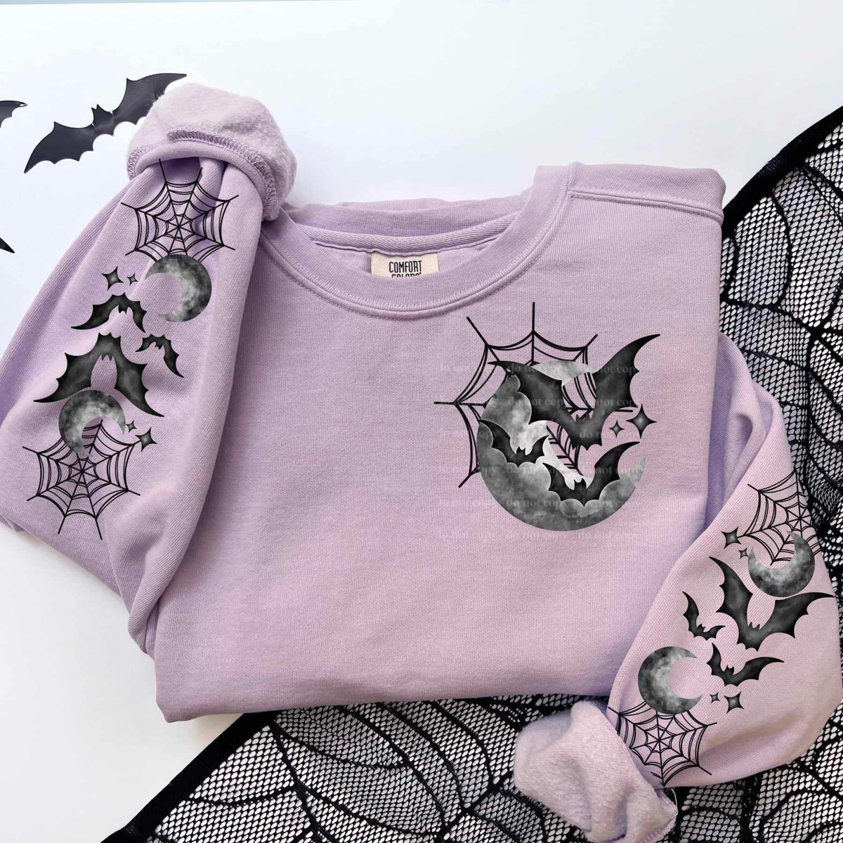 Bats and crescent moon FRONT ONLY (CSC) 50139 DTF transfer