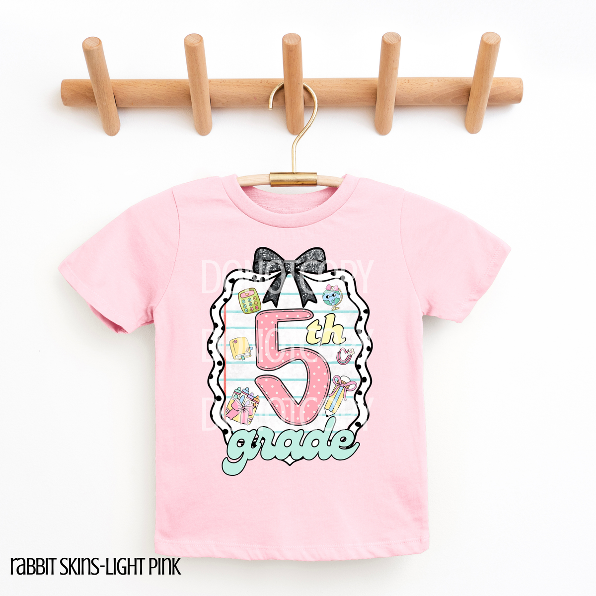 5th grade frame with black bow CSG DTF transfer