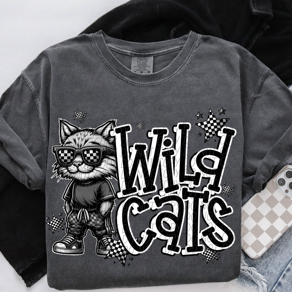 Wild cats checkered city DTF transfer