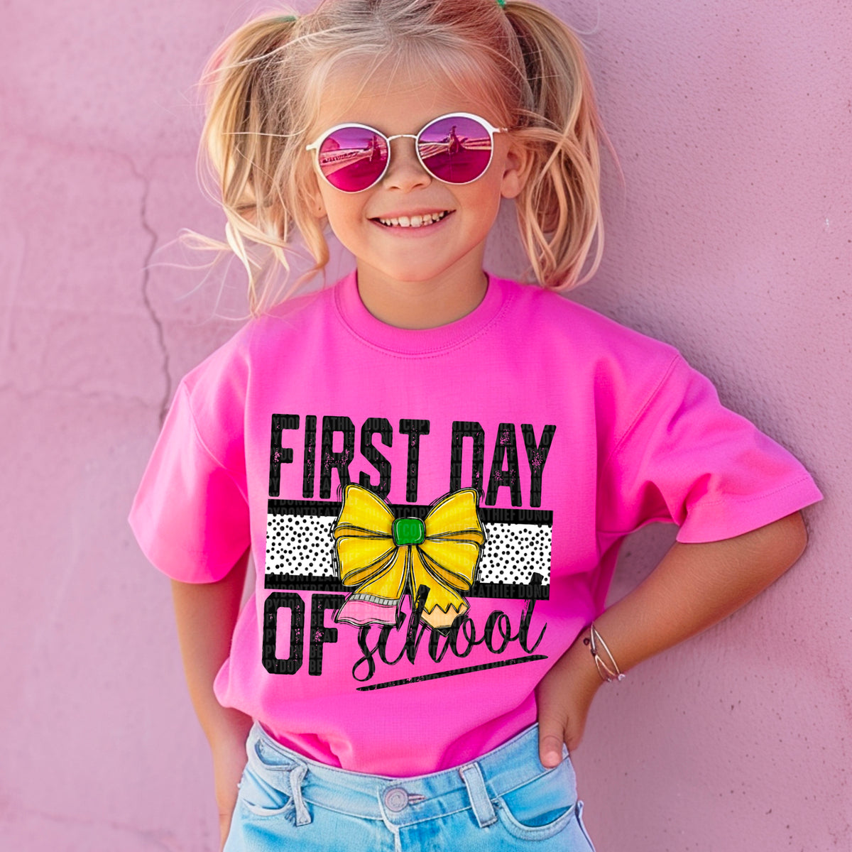 First day of school yellow bow SDD DTF transfer