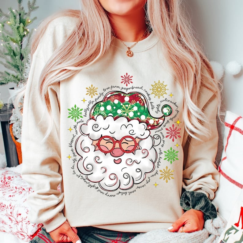 Holly jolly, family, tree farm santa 43974 DTF TRANSFER