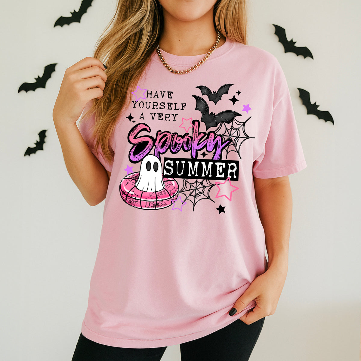 Spooky summer ghost float  colorful BLACK FONT CSC Sunday Special DTF transfer