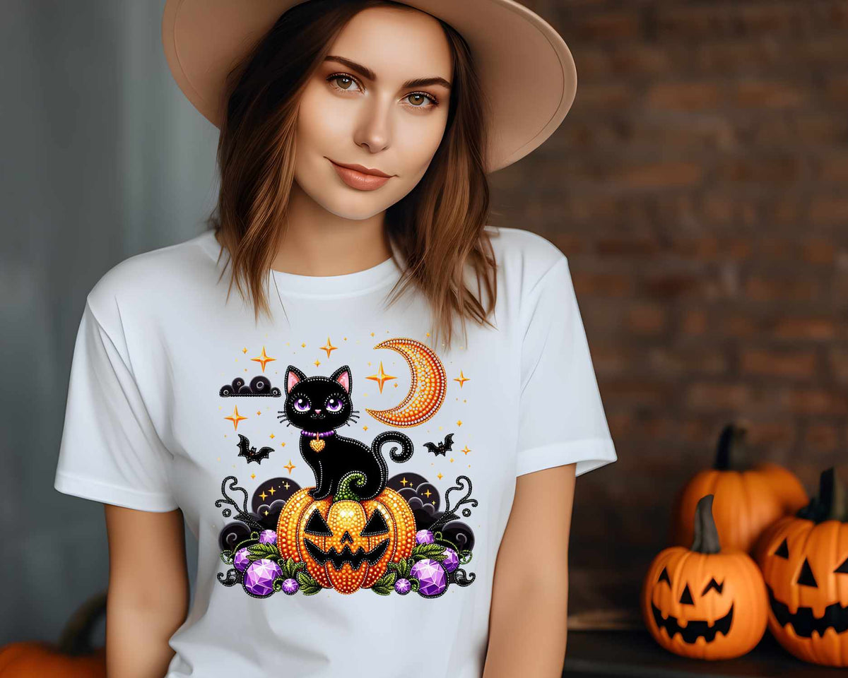 Black cat and pumpkin (VS) 52210 DTF transfer