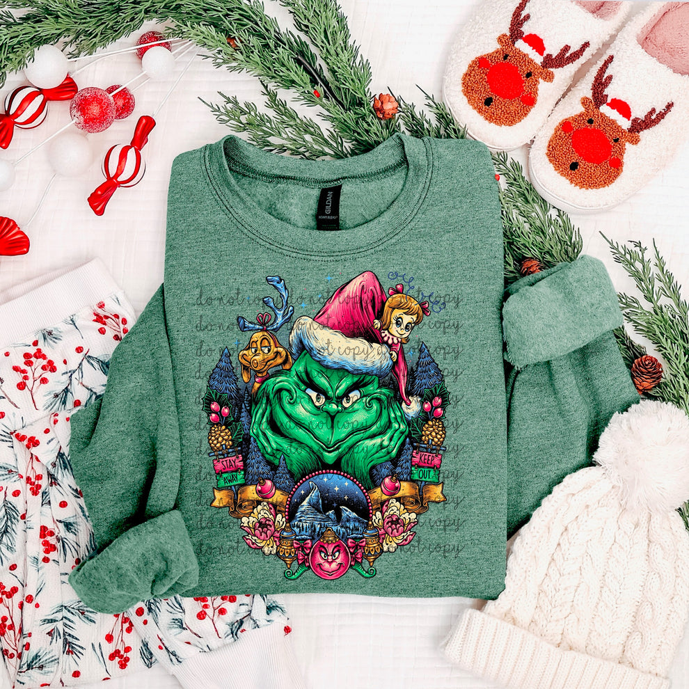 Green guy (mean face) glitchy sunday special 113872 DTF transfer