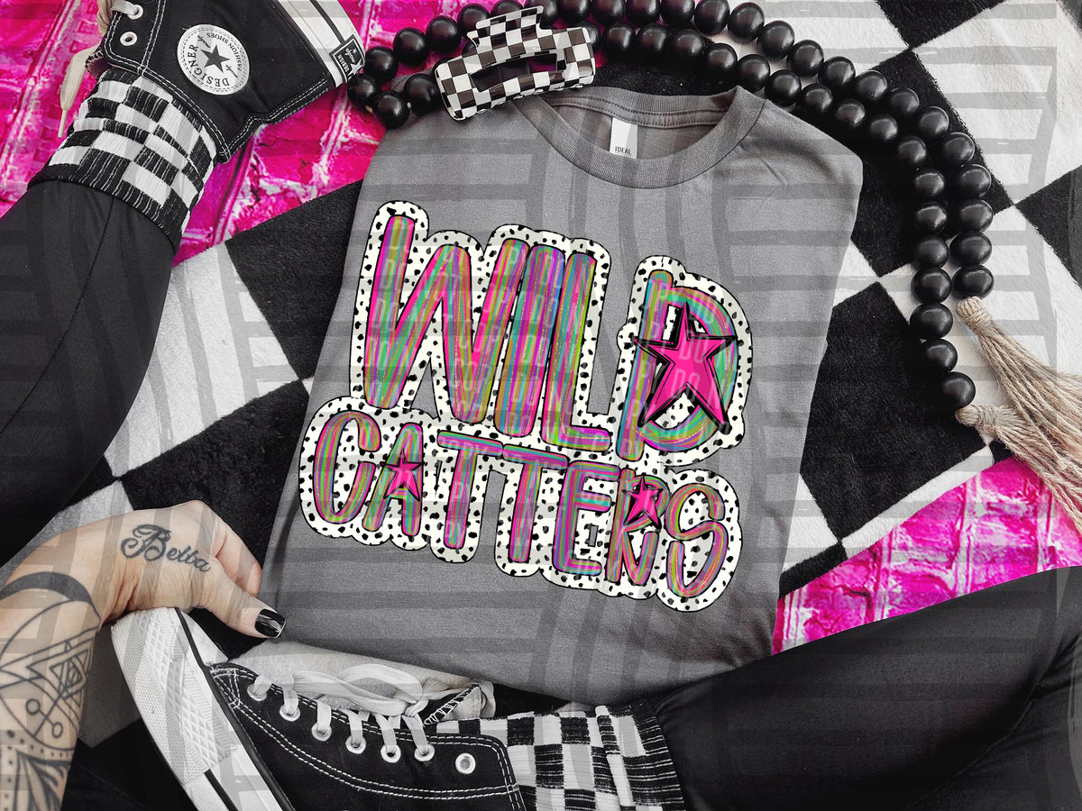 Wild catters rainbow brushstroke dalmatian stars DTF transfer
