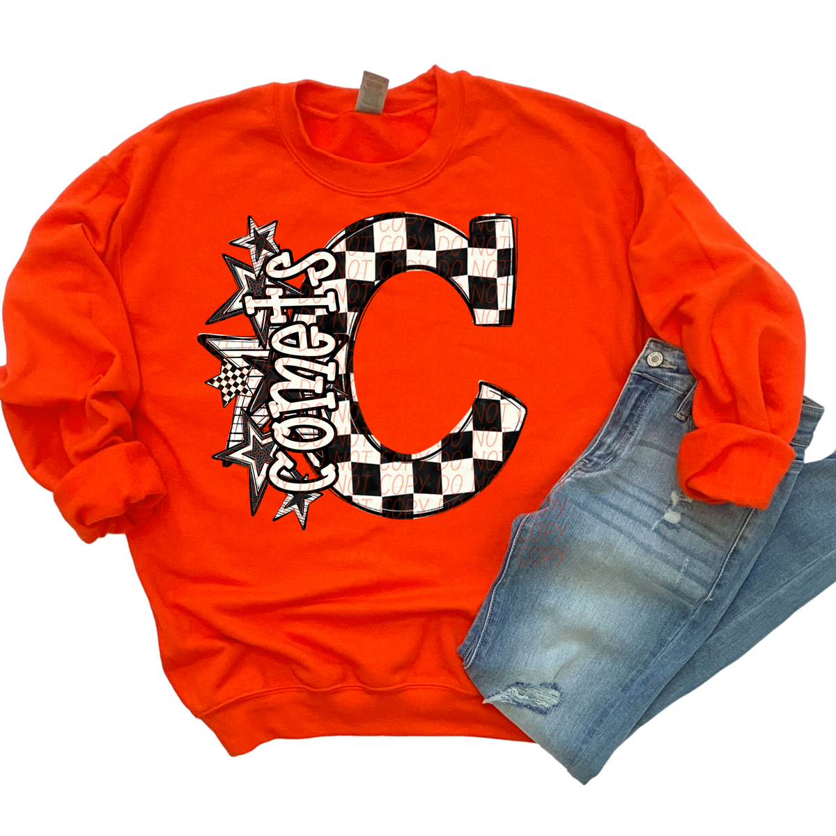 Comets black and white  checkered star city DTF transfer
