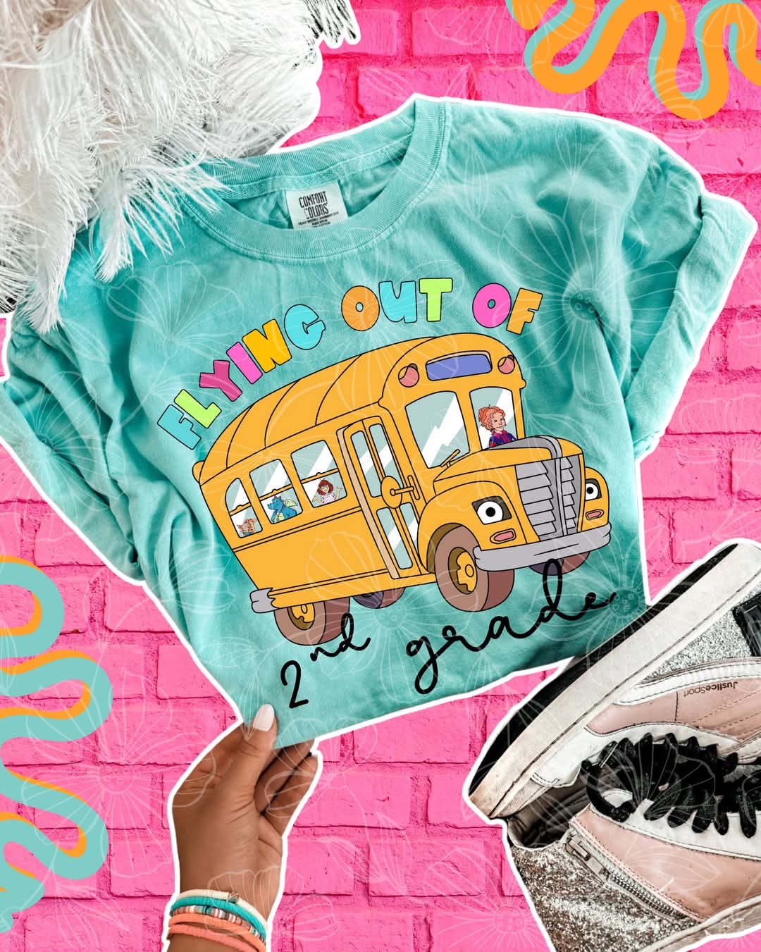 Flying out of 2nd grade bus DTF transfer